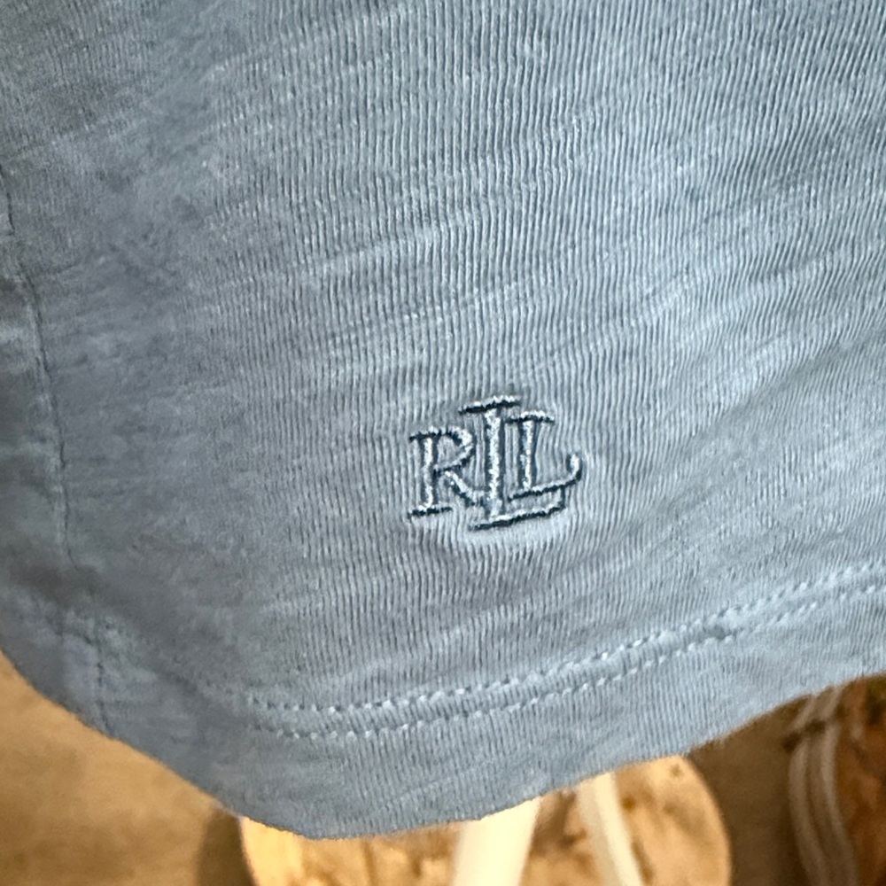 Lauren Ralph Lauren Steel Blue Lace-Up Cotton Top - Picture 4 of 11